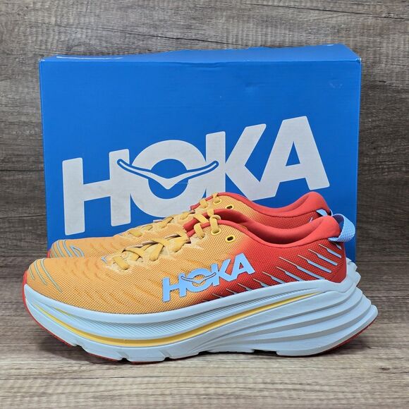 Hoka One One Bondi X Men\'s Size 9.5D Fiesta Amber Yellow Running Shoes NEW W BOX main image 11